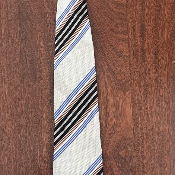 Gianfranco Ferro Silk Striped Black and Blue Men's Tie - Picture 1 of 4